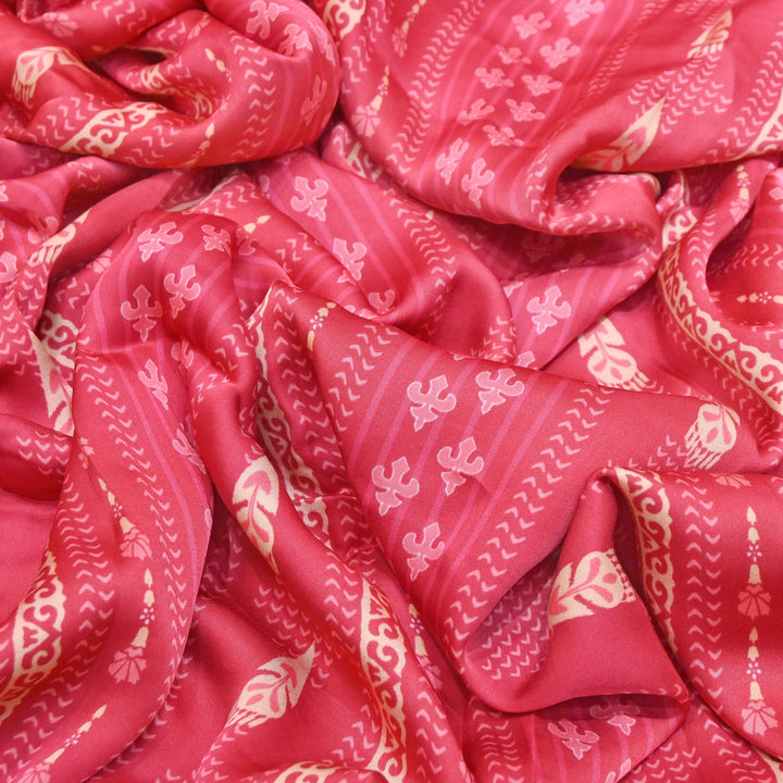 Elegant Modal Satin Digital Print Fabric 5 | Soft Luxury Designer Fabric - 001416-26