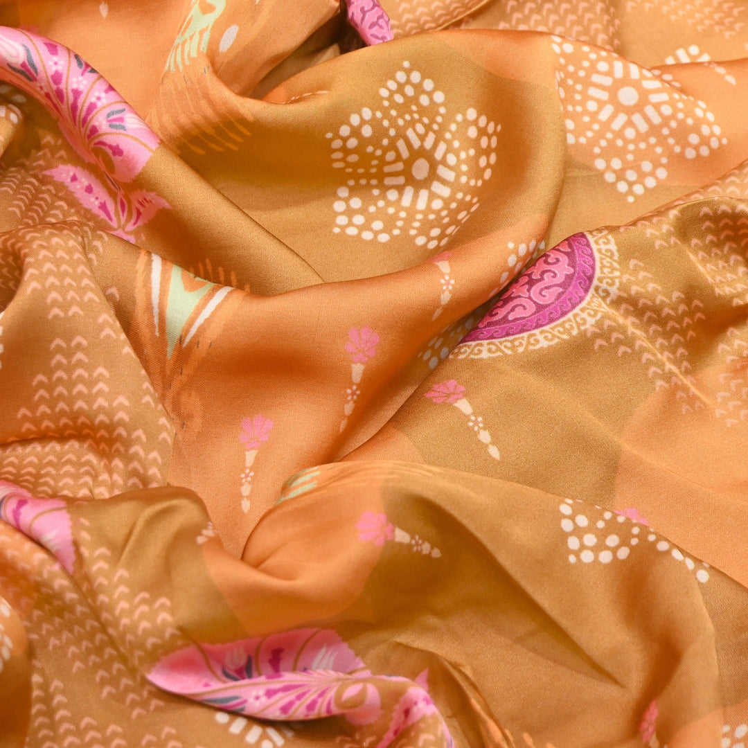 Elegant Modal Satin Digital Print Fabric 5 | Soft Luxury Designer Fabric - 001416-24