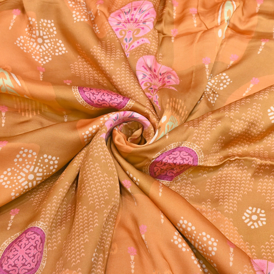 Elegant Modal Satin Digital Print Fabric 5 | Soft Luxury Designer Fabric - 001416-24
