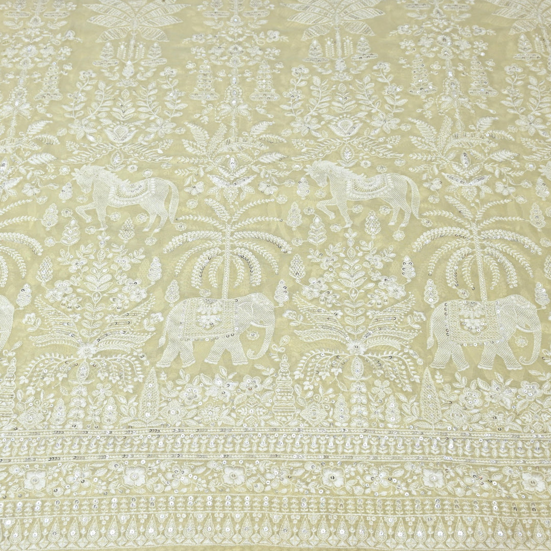 Viscose Georgette Thread & Sequins Embroidery Fabric 44" – Lightweight Designer Fabric D27233-1