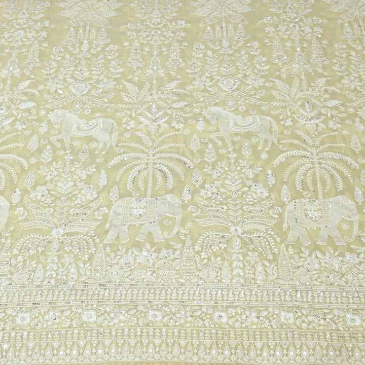 Viscose Georgette Thread & Sequins Embroidery Fabric 44" – Lightweight Designer Fabric D27233-1