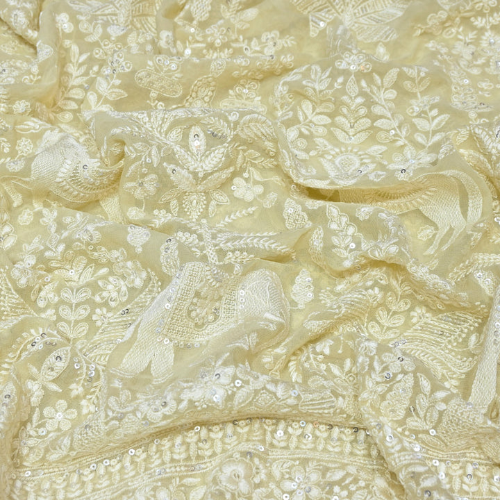 Viscose Georgette Thread & Sequins Embroidery Fabric 44" – Lightweight Designer Fabric D27233-1