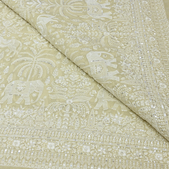 Viscose Georgette Thread & Sequins Embroidery Fabric 44" – Lightweight Designer Fabric D27233-1