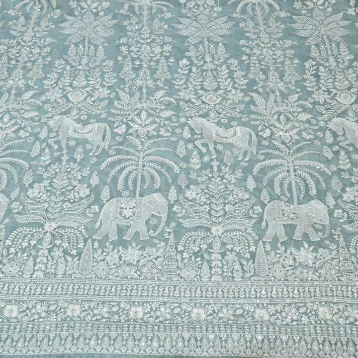 Viscose Georgette Thread & Sequins Embroidery Fabric 44" – Lightweight Designer Fabric D27233-2