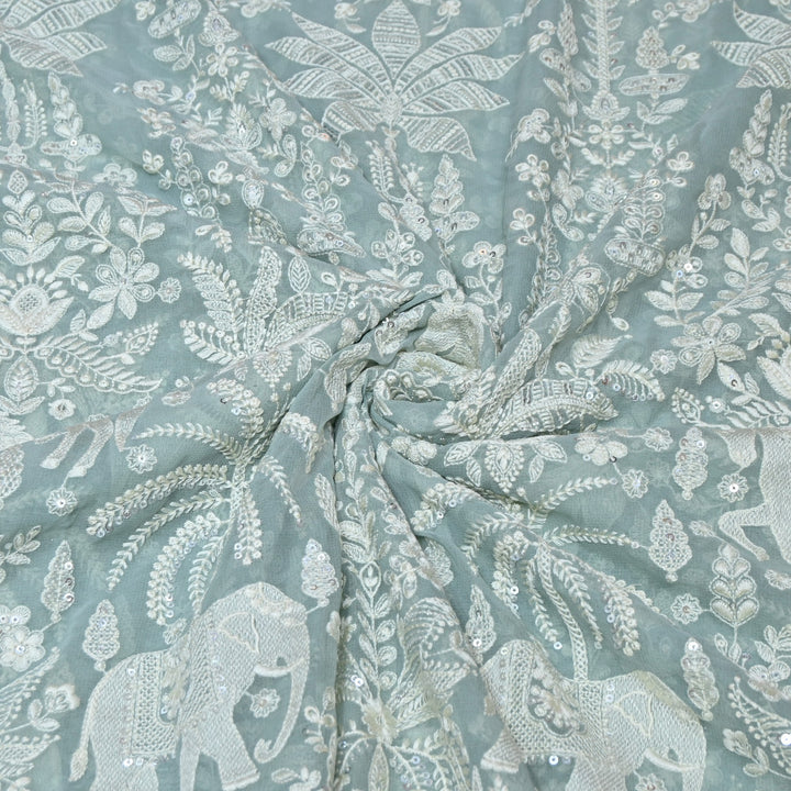 Viscose Georgette Thread & Sequins Embroidery Fabric 44" – Lightweight Designer Fabric D27233-2