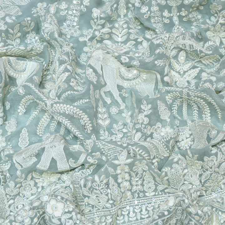 Viscose Georgette Thread & Sequins Embroidery Fabric 44" – Lightweight Designer Fabric D27233-2