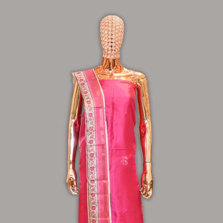 Elegant Raw Silk Cut Work Unstitched Suit Set-RE3078
