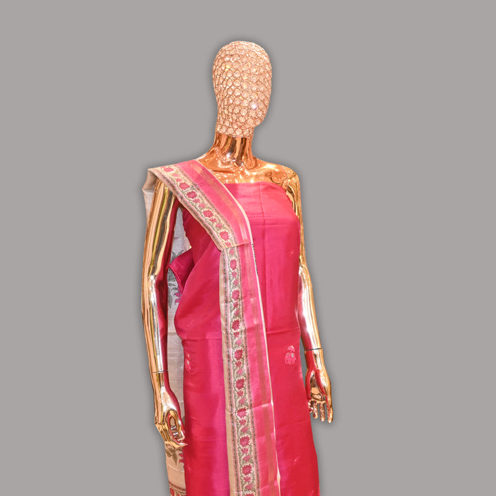 Elegant Raw Silk Cut Work Unstitched Suit Set-RE3078