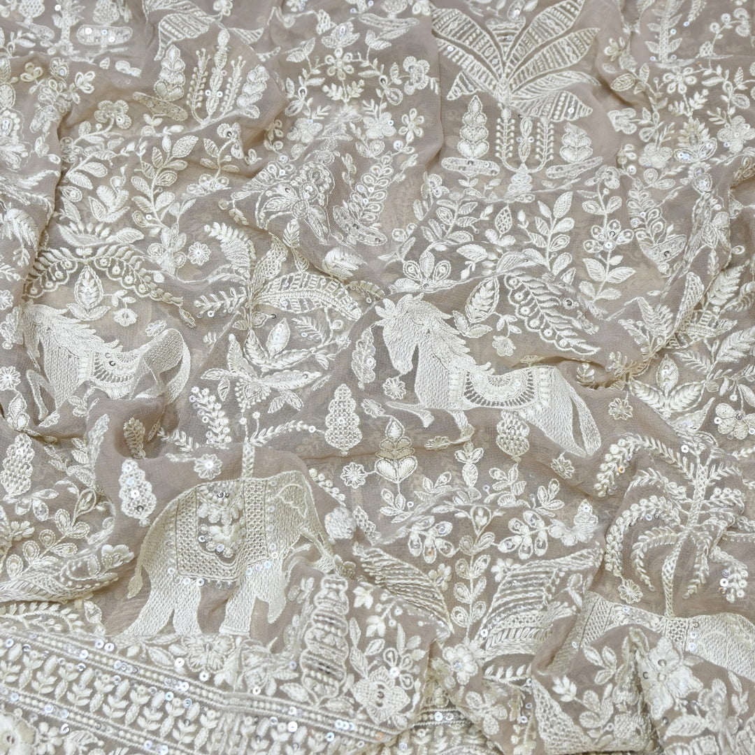 Viscose Georgette Thread & Sequins Embroidery Fabric 44" – Lightweight Designer Fabric D27233-3