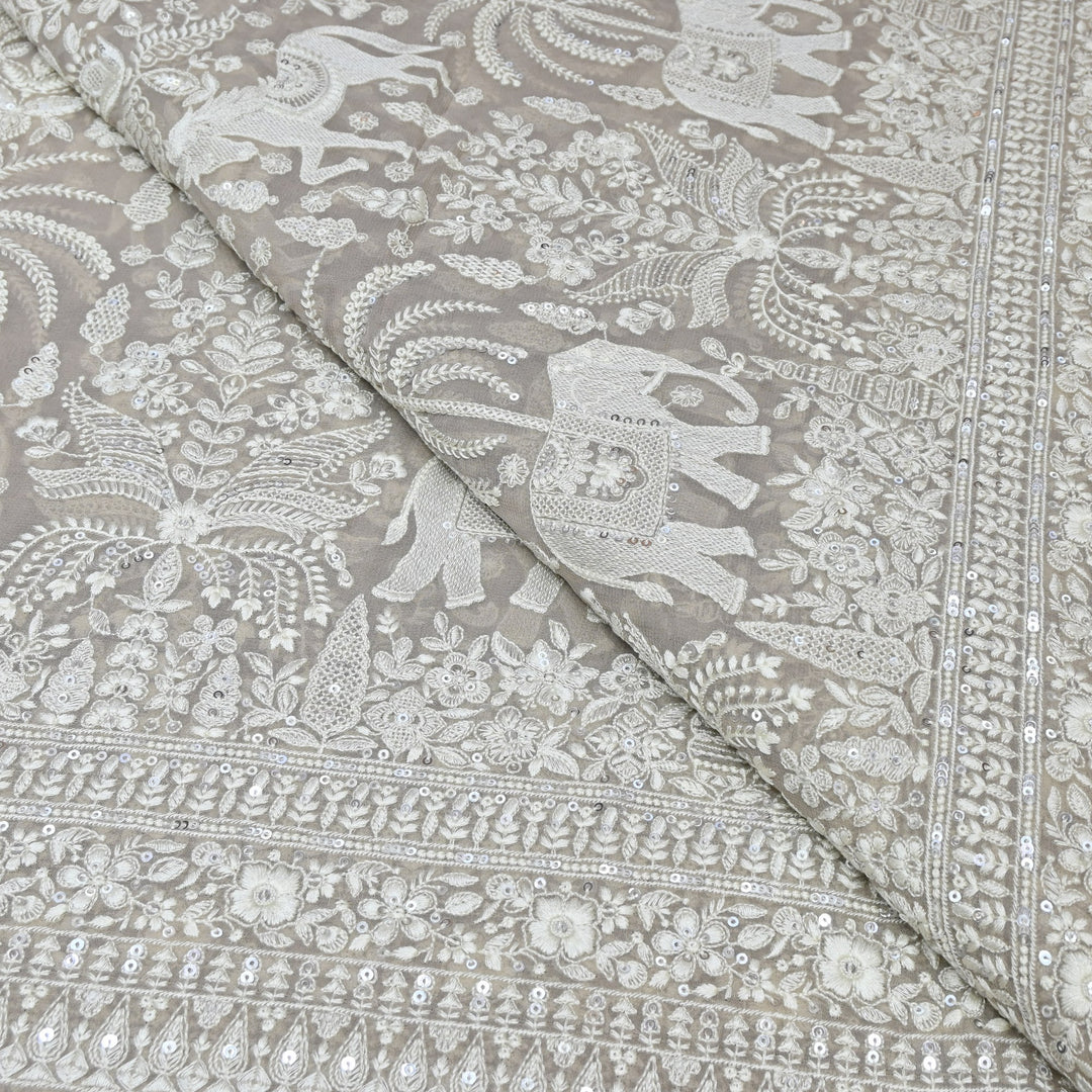 Viscose Georgette Thread & Sequins Embroidery Fabric 44" – Lightweight Designer Fabric D27233-3