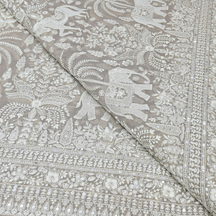 Viscose Georgette Thread & Sequins Embroidery Fabric 44" – Lightweight Designer Fabric D27233-3