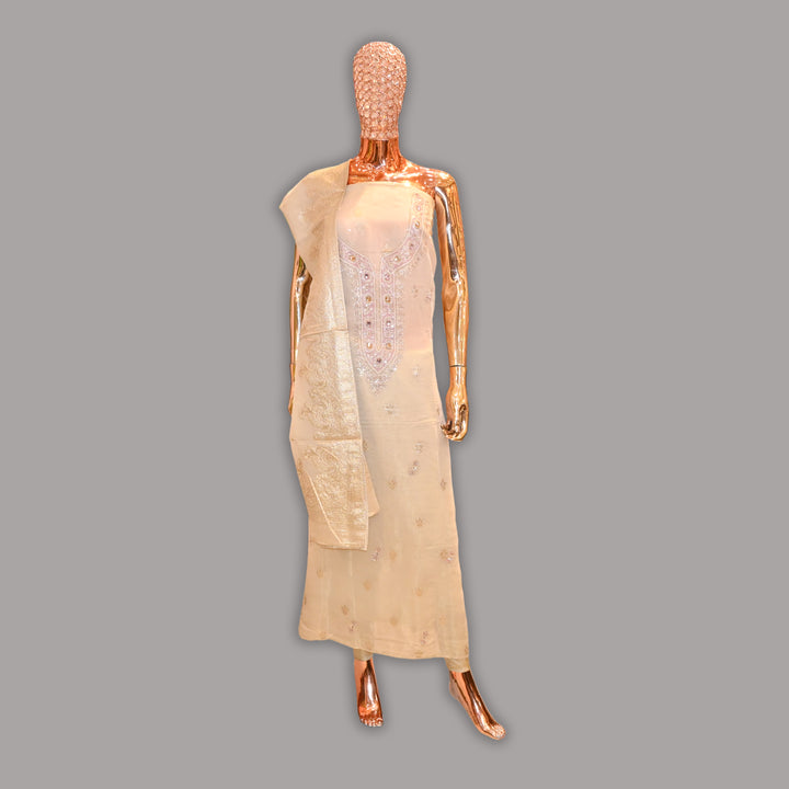 Luxury Tissue Silk Dabka Cut Dana Stone Work Unstitched Suit Set-SF037A