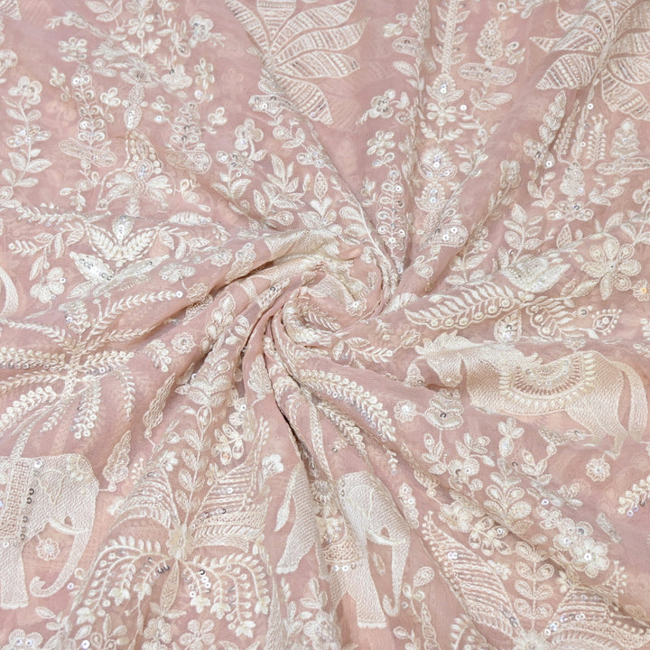 Viscose Georgette Thread & Sequins Embroidery Fabric 44" – Lightweight Designer Fabric D27233-4
