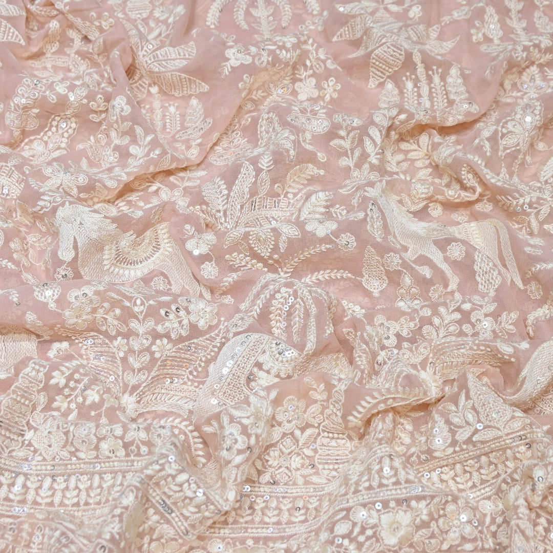 Viscose Georgette Thread & Sequins Embroidery Fabric 44" – Lightweight Designer Fabric D27233-4