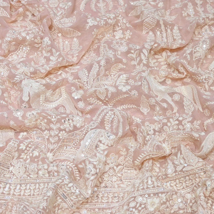 Viscose Georgette Thread & Sequins Embroidery Fabric 44" – Lightweight Designer Fabric D27233-4