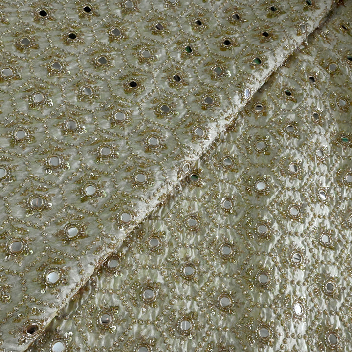 Dyeable Tissue Moti Mirror Zari Sequence Embroidery Fabric