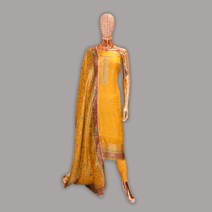 Luxury Dola Silk Sequins Work Unstitched Suit Set-R11551