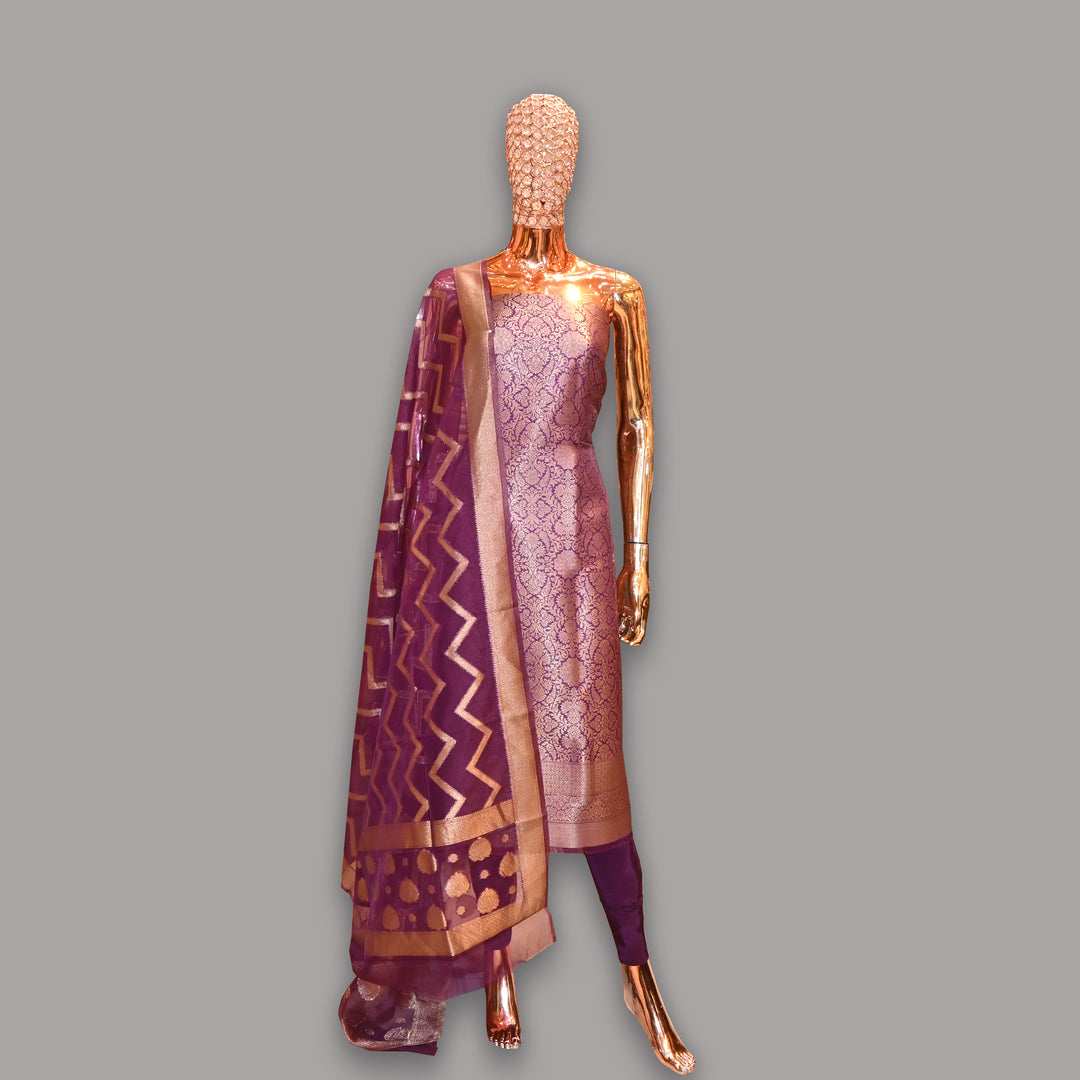Elegant Tanchui Silk Floral Unstitched Suit Set | ECE991
