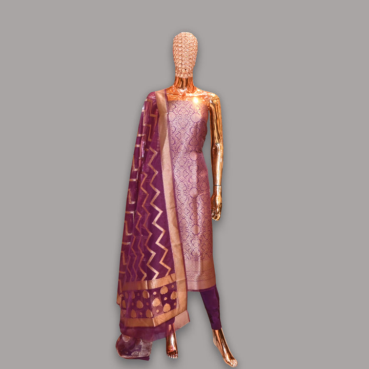 Elegant Tanchui Silk Floral Unstitched Suit Set | ECE991