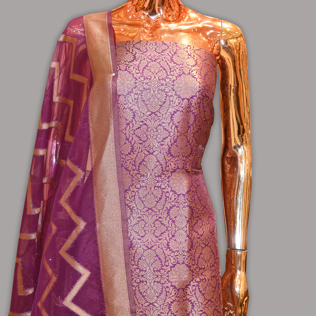 Elegant Tanchui Silk Floral Unstitched Suit Set | ECE991