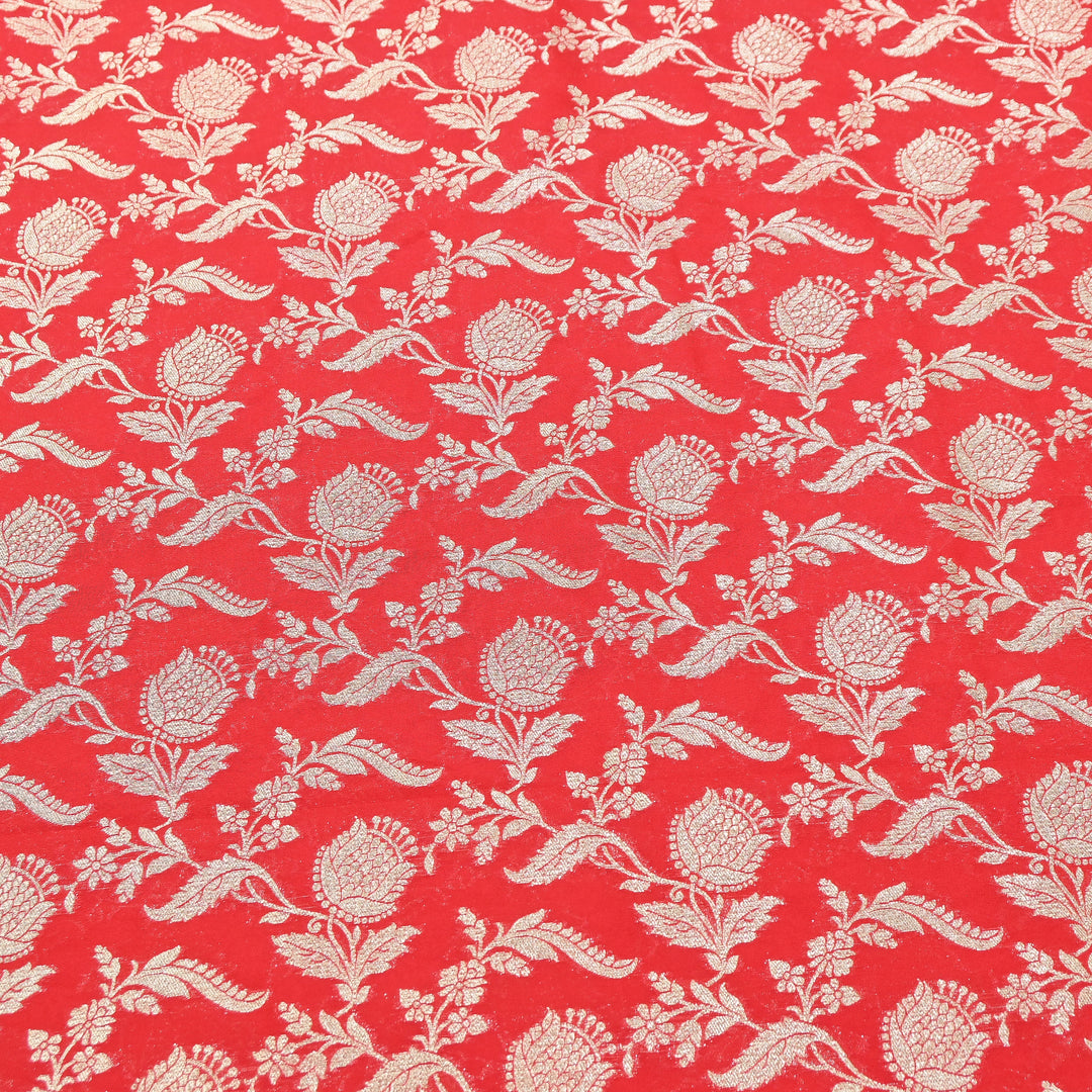 Premium Chanderi Paudi Brocade Jaal Fabric | Designer Fabric | 180000-14