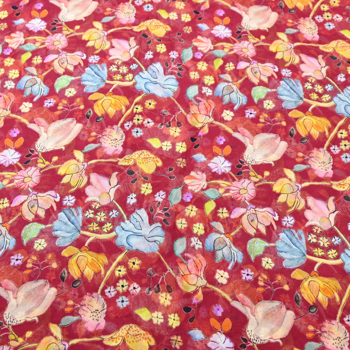 Multi Color Viscose Georgette Digital Print Fabric-000586-1