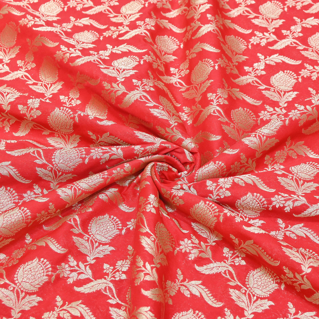Premium Chanderi Paudi Brocade Jaal Fabric | Designer Fabric | 180000-14