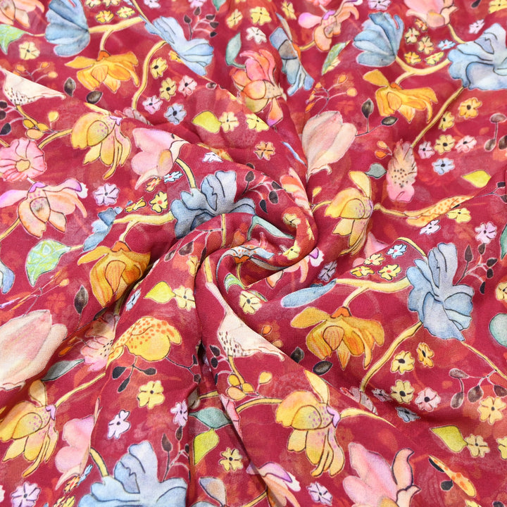 Multi Color Viscose Georgette Digital Print Fabric-000586-1