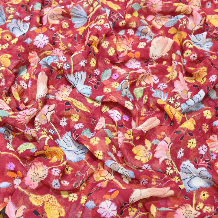 Multi Color Viscose Georgette Digital Print Fabric-000586-1