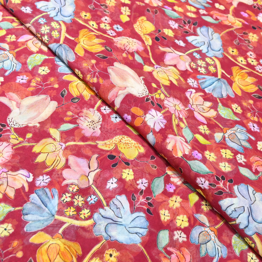 Multi Color Viscose Georgette Digital Print Fabric-000586-1