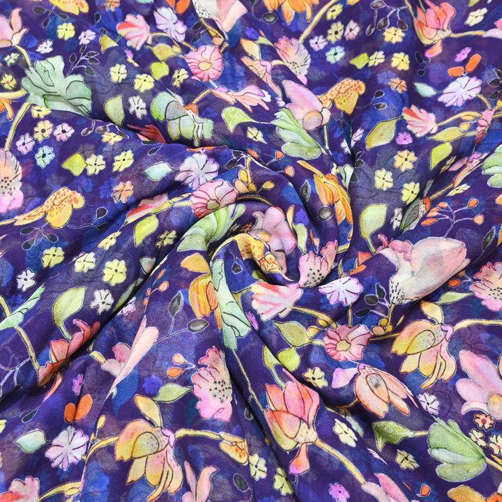 Multi Color Viscose Georgette Digital Print Fabric-000586-3