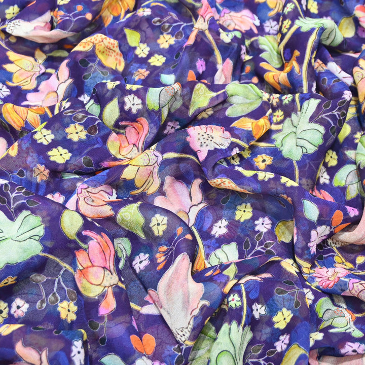 Multi Color Viscose Georgette Digital Print Fabric-000586-3