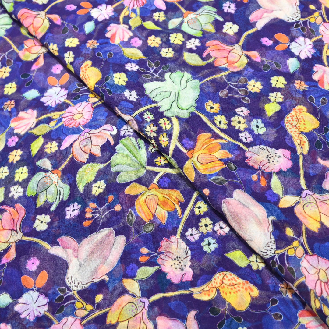 Multi Color Viscose Georgette Digital Print Fabric-000586-3