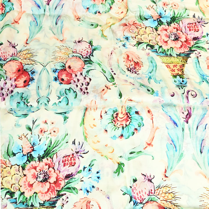 Modal Satin Digital Print Fabric 44" – Soft Luxury Designer Satin Fabric 001416-03