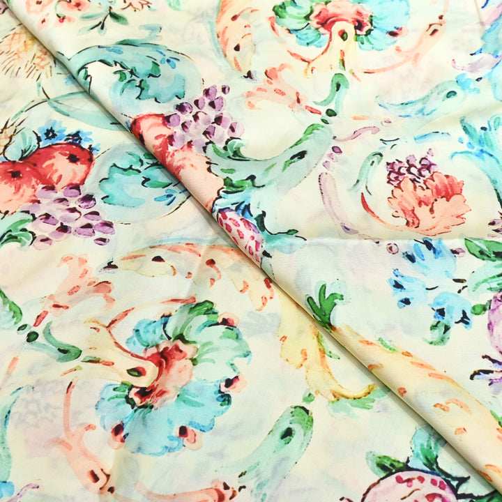 Modal Satin Digital Print Fabric 44" – Soft Luxury Designer Satin Fabric 001416-03