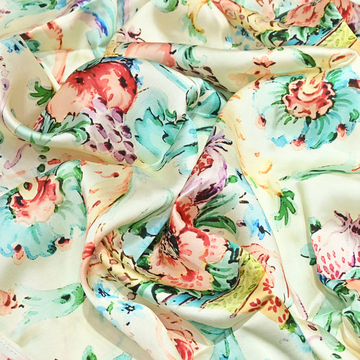 Modal Satin Digital Print Fabric 44" – Soft Luxury Designer Satin Fabric 001416-03