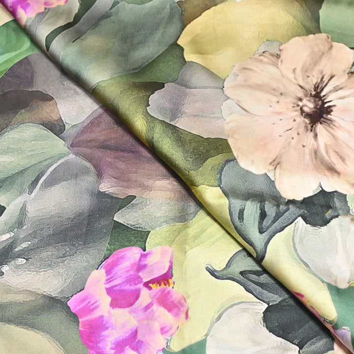 Modal Satin Digital Print Fabric 44" – Soft Luxury Designer Satin Fabric 001416-04