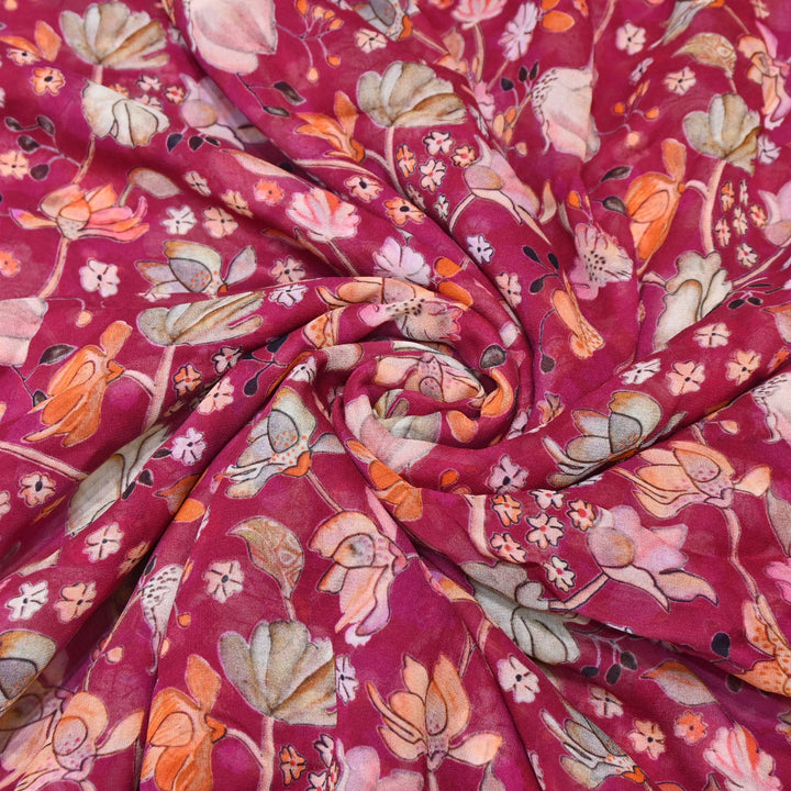 Multi Color Viscose Georgette Digital Print Fabric-000586-9