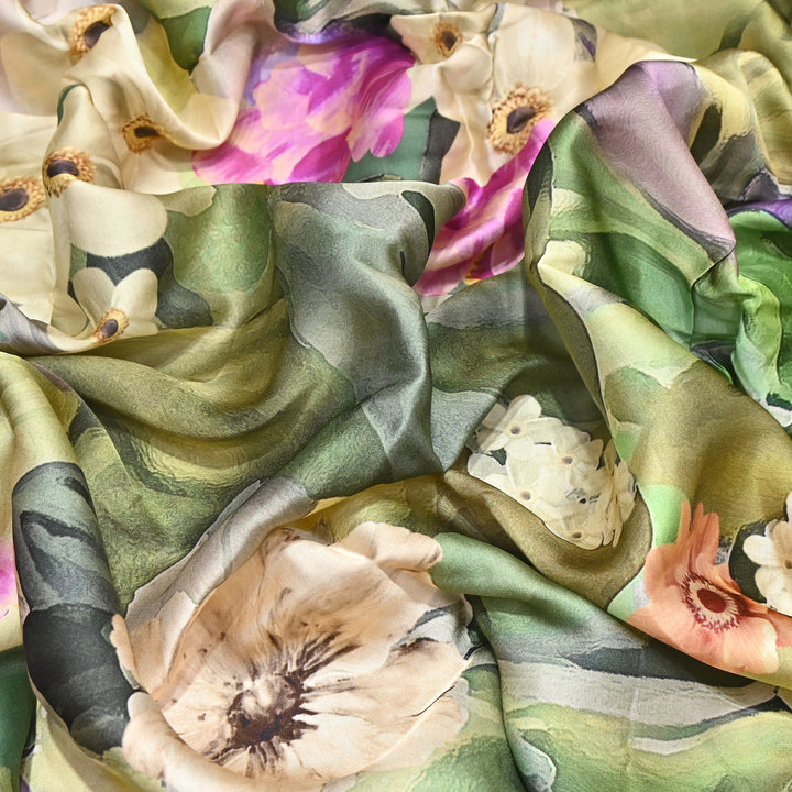 Modal Satin Digital Print Fabric 44" – Soft Luxury Designer Satin Fabric 001416-04