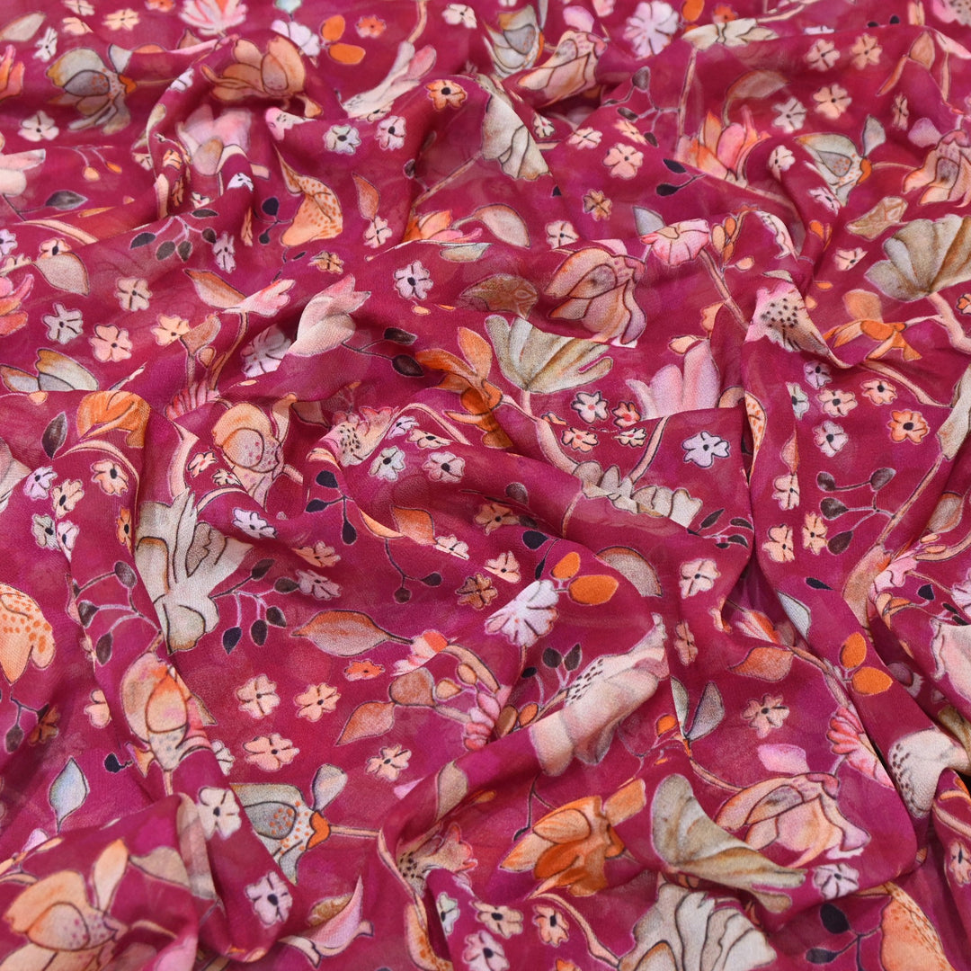 Multi Color Viscose Georgette Digital Print Fabric-000586-9