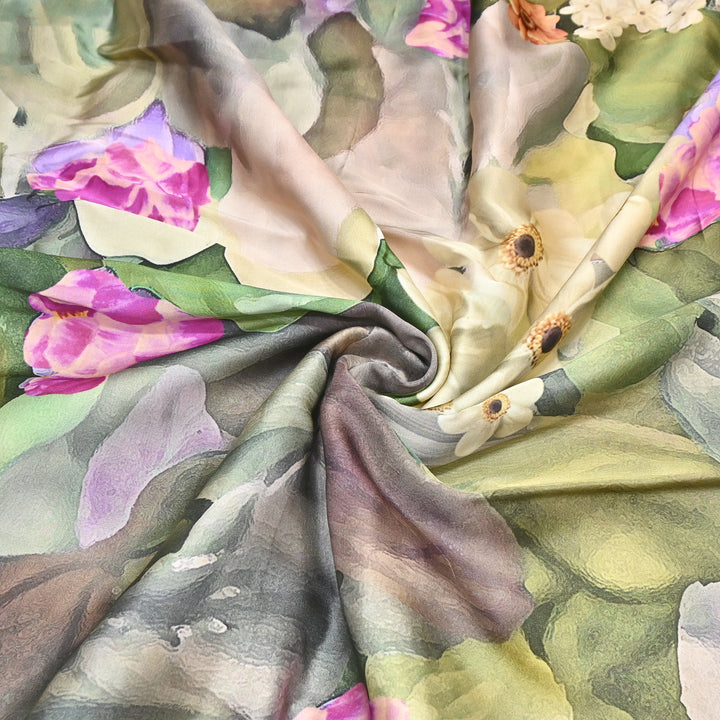 Modal Satin Digital Print Fabric 44" – Soft Luxury Designer Satin Fabric 001416-04