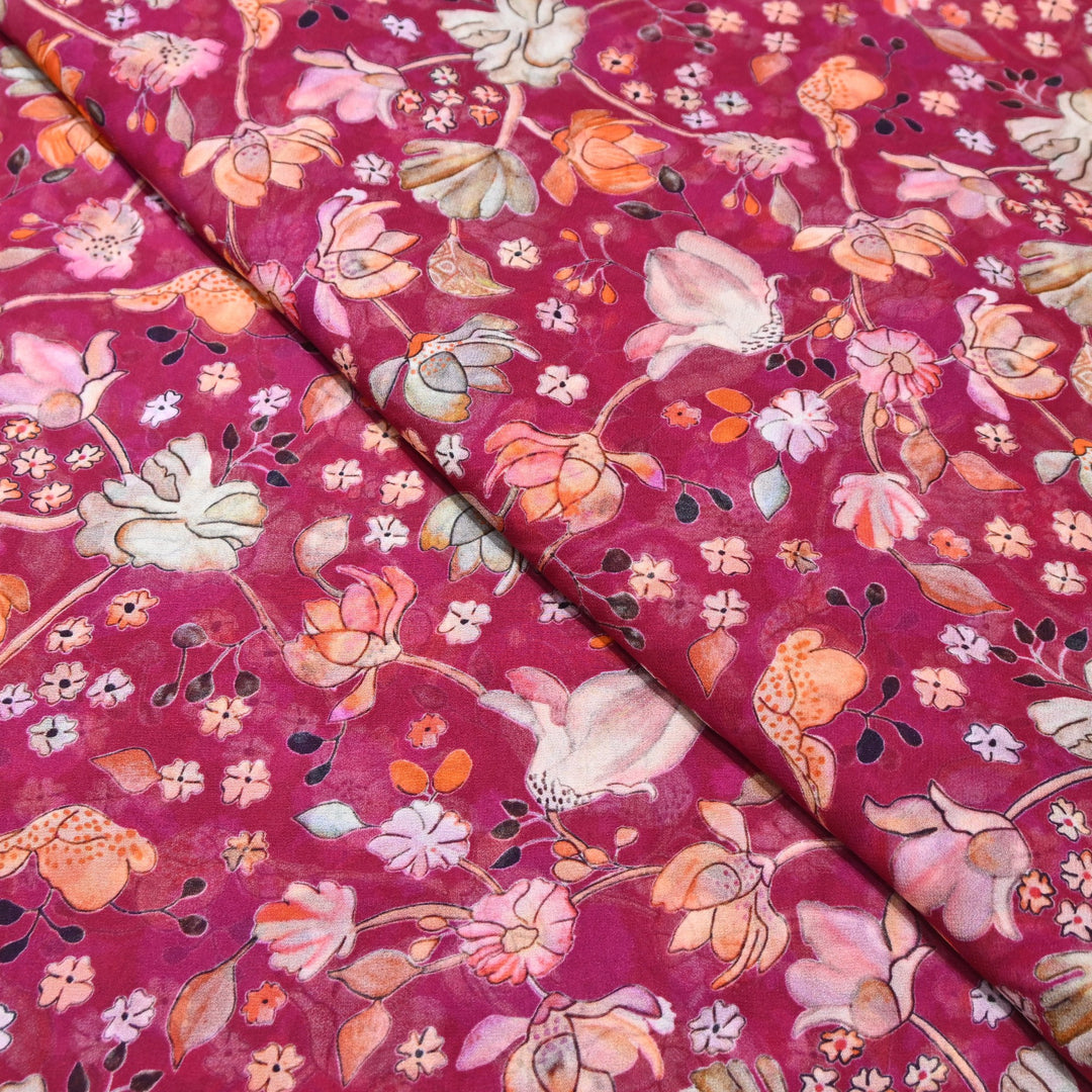 Multi Color Viscose Georgette Digital Print Fabric-000586-9