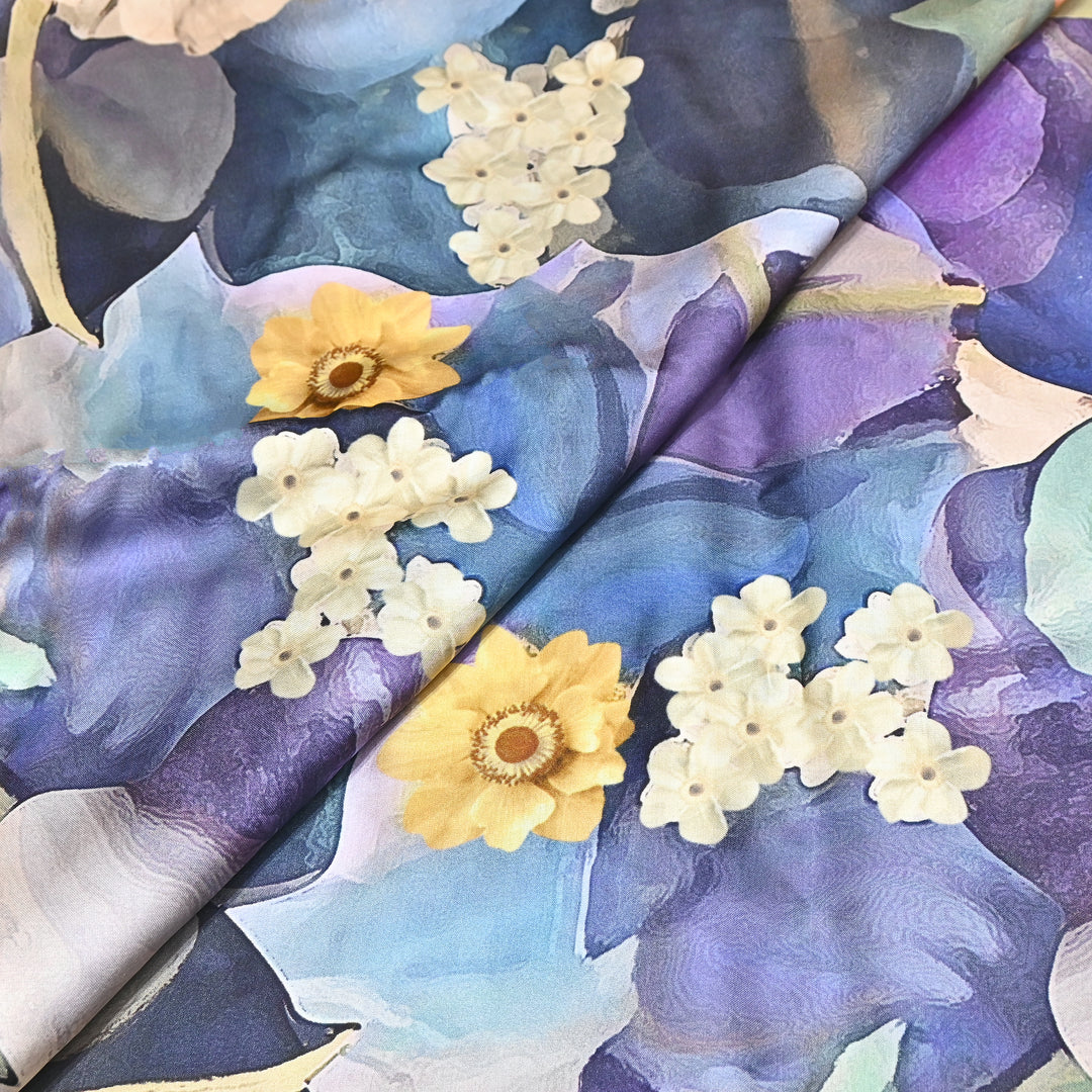 Modal Satin Digital Print Fabric 44" – Soft Luxury Designer Satin Fabric 001416-05