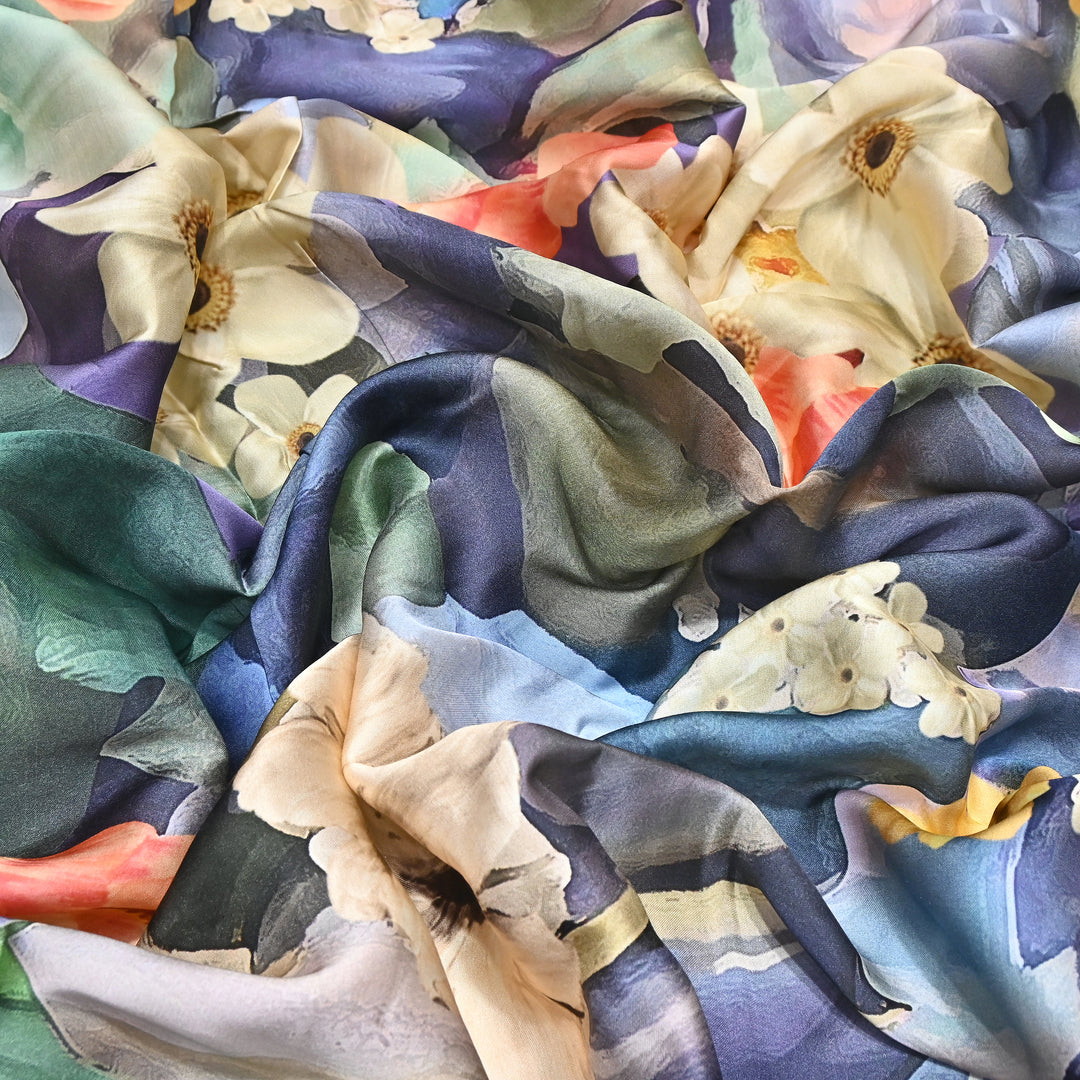 Modal Satin Digital Print Fabric 44" – Soft Luxury Designer Satin Fabric 001416-05