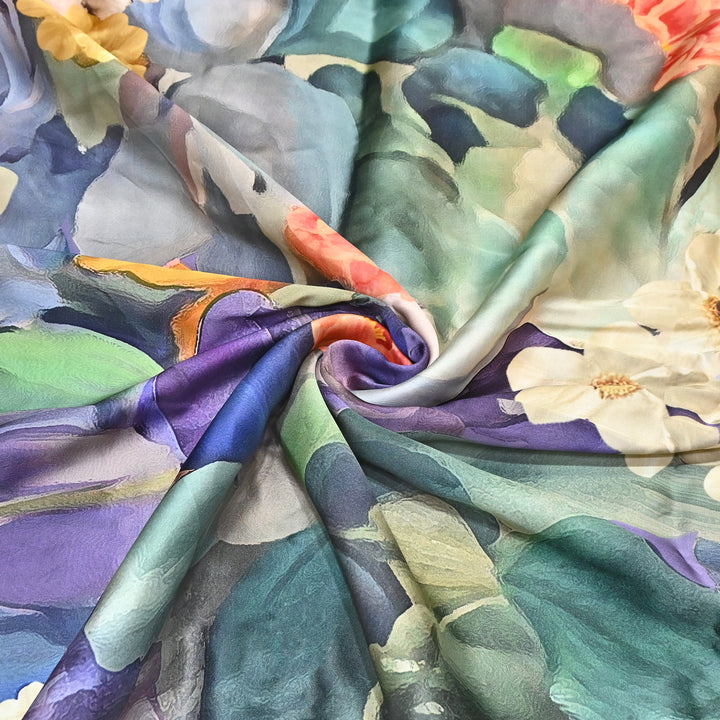 Modal Satin Digital Print Fabric 44" – Soft Luxury Designer Satin Fabric 001416-05