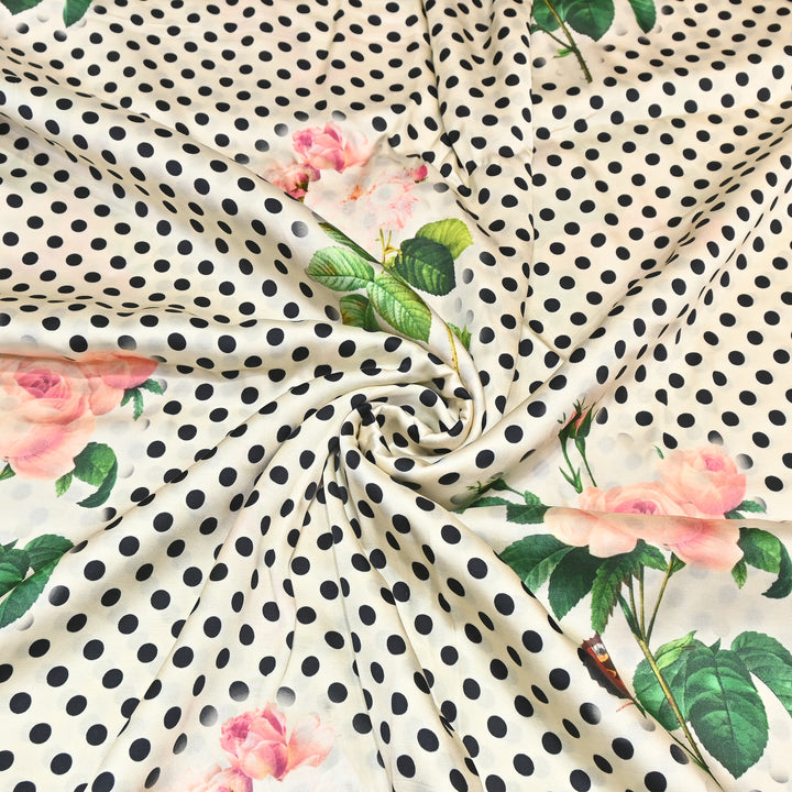 Modal Satin Digital Print Fabric 44" – Soft Luxury Designer Satin Fabric 001416-06