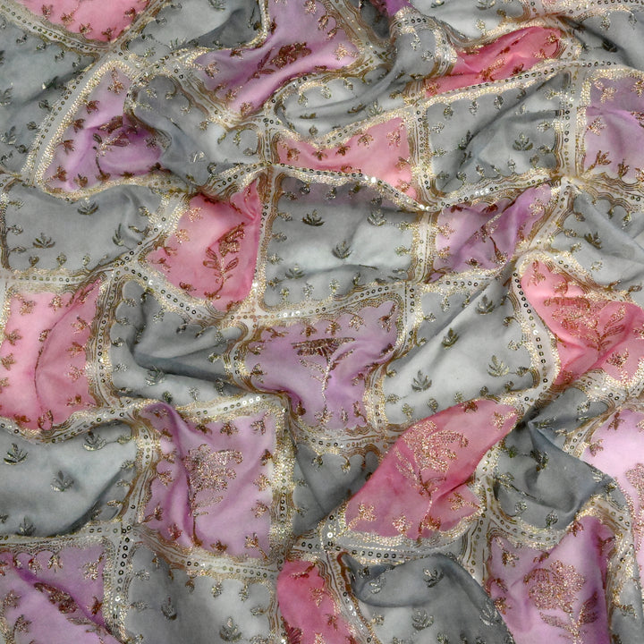 Organza Position Print with Zari & Sequins Embroidery