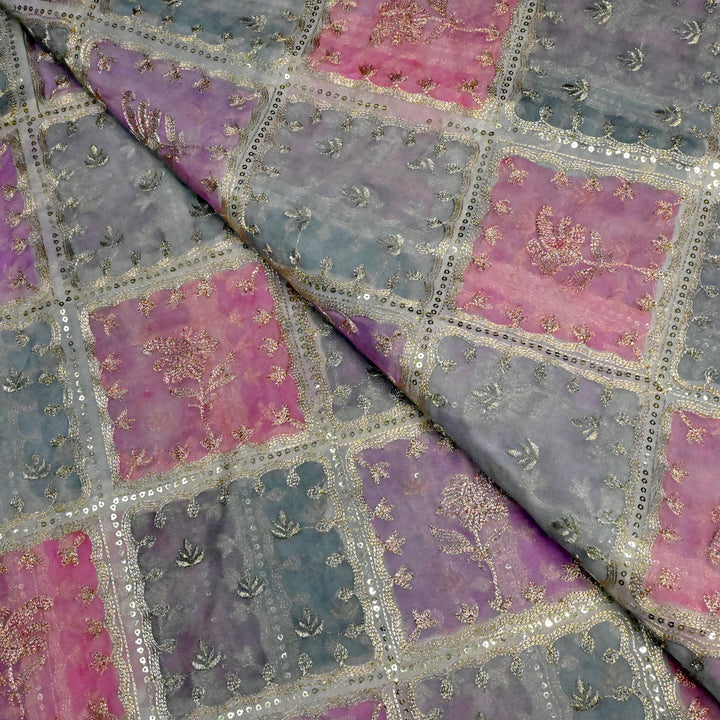 Organza Position Print with Zari & Sequins Embroidery