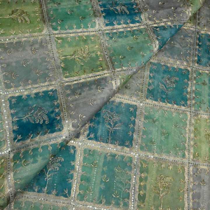 Organza Position Print with Zari & Sequins Embroidery