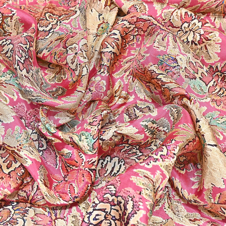 Dupion Silk Digital Print Fabric – Luxury Designer Silk Print Fabric CH1225-5